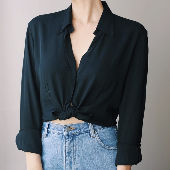 Silk Blouse Banana Republic Black - Picture 1 of 4